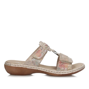 Komfortowe klapki damskie na rzep Rieker 659X6-90