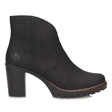 Komfortowe czarne botki damskie na klocku Rieker Y2553-00