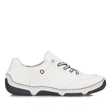 Półbuty damskie Rieker 55901-80 white białe sneakersy sznurowane skórzane
