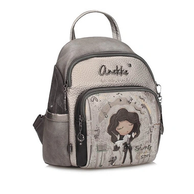 Plecak damski Anekke 43805-213 MOCHILA BACKPACK SINTETICO ORCHESTRA szary jednokomorowy zapinany na zamek na ramię