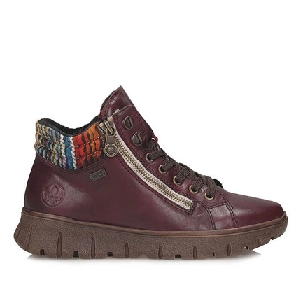 Stylowe bordowe botki damskie Rieker N1305-35