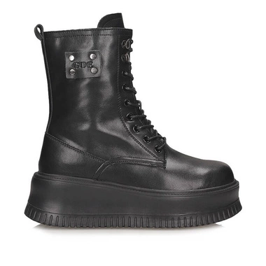 Skórzane botki wysokie damskie na koturnie Goe for shoes SS2N4128
