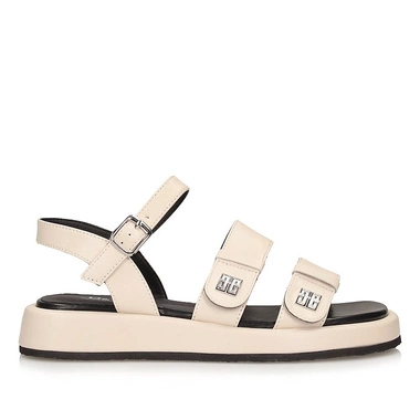 Skórzane beżowe sandały damskie na platformie S.Barski JC51-336