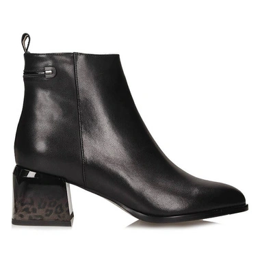 Botki damskie Gino Fabiani 26BT24-398 BLACK czarne skórzane zapinane na zamek na obcasie
