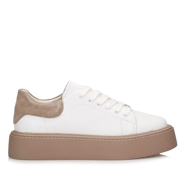 Białe skórzane sneakersy półbuty na platformie Filippo DP6119/25 WH