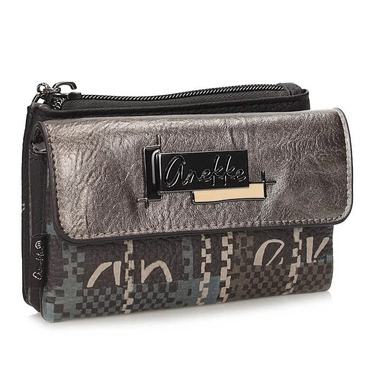 Portfel damski Anekke 43759-025 MONEDERO PURSE SINTETICO TULIP czarny średni zapinany na zamek i zatzrask