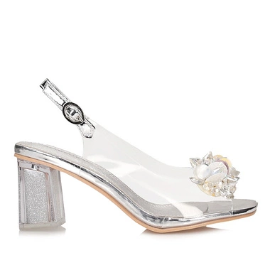 Silikonowe wizytowe Sandały Sabatina 985-3-12 SILVER