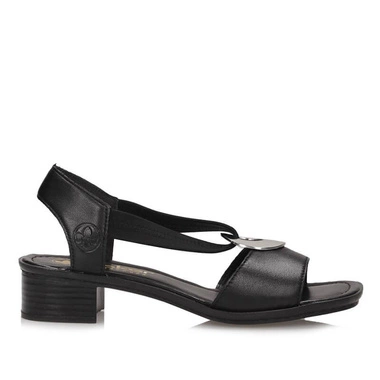 Sandały damskie Rieker 62662-01 black czarne na obcasie wsuwane skórzane