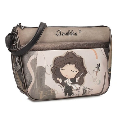 Torebka damska Anekke 43803-050 BOLSO HANDBAG BANDELORA SINTETICO ORCHESTRA beżowa listonoszka jednokomorowa zapinana na zamek