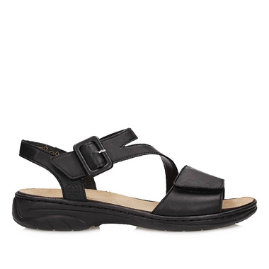 Modne wygodne sandały damskie Rieker 64561-00 czarne na rzep