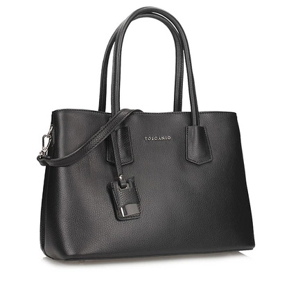 Elegancka Skórzana włoska Torebka Toscanio C255 CZARNA D23