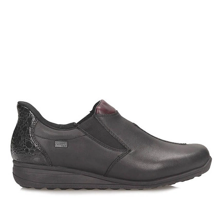 Stylowe czarne półbuty damskie Rieker 47253-00