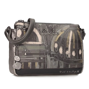 Torebka damska Anekke 43813-184 BOLSO HANDBAG OBANDLERA ORCHESTRA SINTETICO szara listonoszka trzykomorowa zapinana na zamek