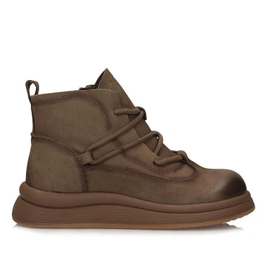 Botki damskie T. Sokolski HW Z26-28 KHAKI zielone sznurowane i zapinane na zamek na platformie skórzane