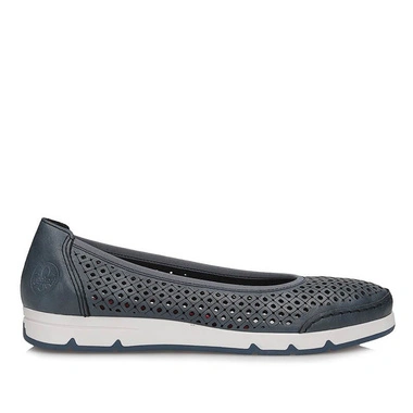 Balerinki damskie Rieker L3065-14 granatowe wsuwane dziurkowane