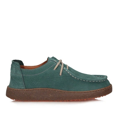 Półbuty damskie Ravini 261001 OIL GREEN NUBUCK zielone skórzane barefoot sznurowane na platformie