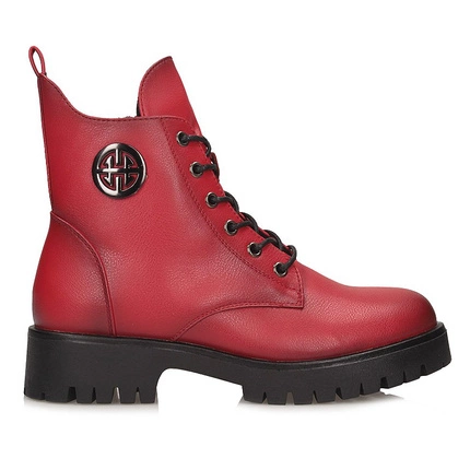 Modne czerwone botki damskie chelsea Potocki 25-12672RD