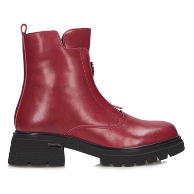 Skórzane czerwone Modne botki workery damskie Filippo DBT7148/25 RD
