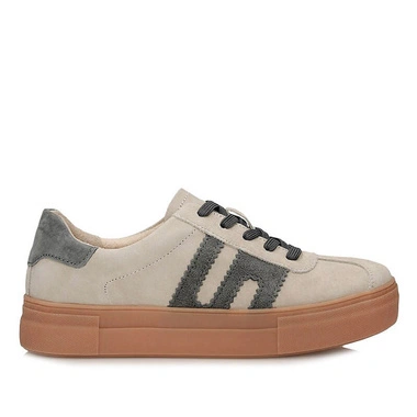Półbuty damskie Filippo DP6798/26 beżowe sneakersy sznurowane zamszowe