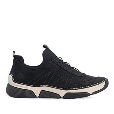 Półbuty damskie Rieker 45975-00 BLACK czarne wsuwane na platformie