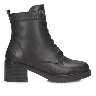 Komfortowe czarne sznurowane botki damskie Rieker Y5201-00