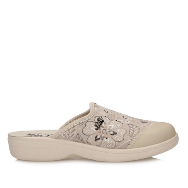 Komfortowe beżowe klapki damskie Bio Up Vera Pelle GE 453 Jumanji/Pelle Beige