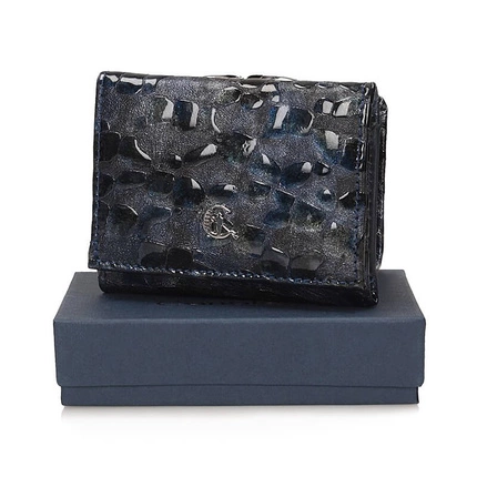 Skórzany mały Portfel damski Canaletto 2000-C-s288/RFID granatowy