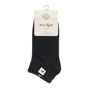 Skarpety damskie Filippo SD-AN03 BK czarne bambusowe 3-PAK