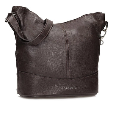 Skórzana torebka worek Toscanio 16176 ciemny brąz D23
