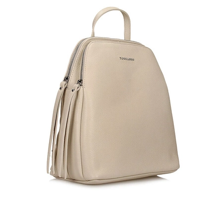 Dwukomorowy Włoski skórzany Plecak Toscanio E52 kremowy D37