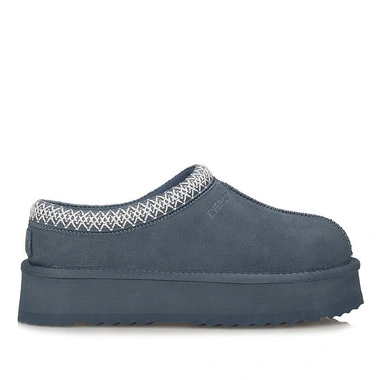 Kapcie damskie Everau WONGA-DENIM-BLUE EAU2016 niebieskie wodoodporne ocieplane wsuwane na platformie skórzane