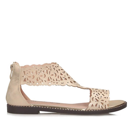 Ażurowe płaskie sandały damskie M. Daszyński MR24148-2 złoty