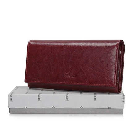 Duży damski skórzany Portfel Giorgio Bassani 080-14 bordo