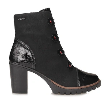 Botki damskie Rieker Y2576-00 czarne na zamek na obcasie