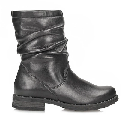 Botki na Płaskim obcasie Axel comfort 4470 czarne skóra naturalna