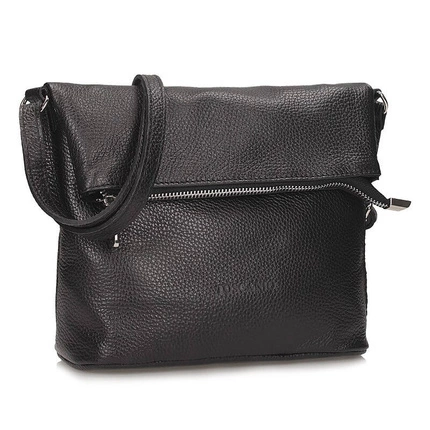 Klasyczna skórzana Listonoszka Torebka na ramię Toscanio G95 czarny