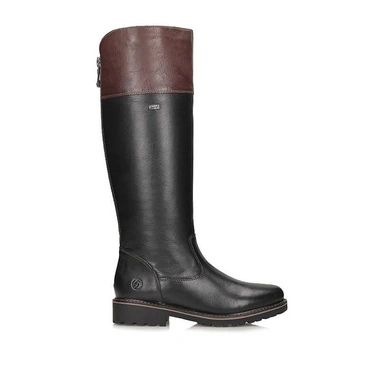 Kozaki damskie Remonte R6581-02 czarne na zamek skórzane