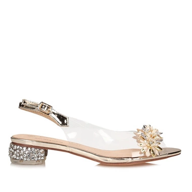 Silikonowe sandały na płaskim obcasie S.Barski MR51-709 GOLD