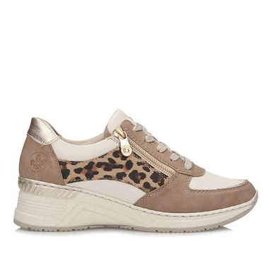 Modne sneakersy damskie z motywem panterki Rieker N4308-64