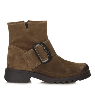 Botki damskie Fly London RILY991FLY OIL SUEDE P144991021 brązowe skórzane zapinane na zamek na platfromie
