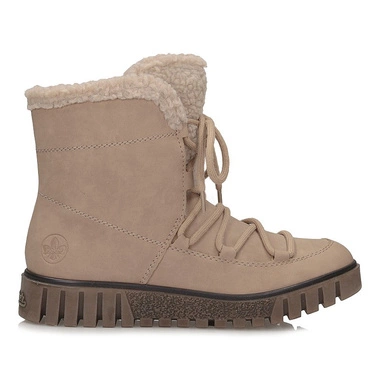 Wygodne płaskie Botki śniegowce damskie Rieker Y3408-20 beżowe