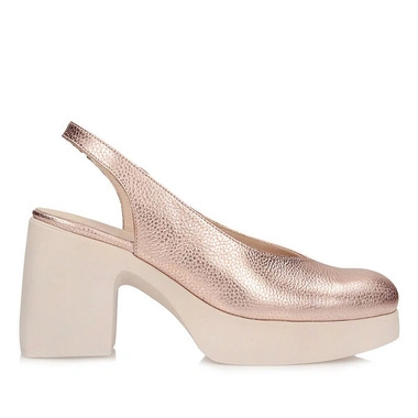 Sandały damskie Wonders H-4990 PISO MAX RAME złote skórzane na obcasie 