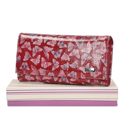 Duży skórzany damski Portfel Baju Baj BB 080-s86 czerwony