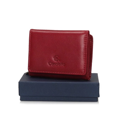 Skórzany mały Portfel damski Canaletto 2003-C-s165/RFID czerwony