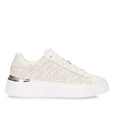 Sneakersy białe damskie Tommy Hilfiger FW0FW09155YA8W5G-TH MONOGRAM PLATFORM, YA8 PP W5G Ivory Silk