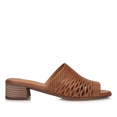 Eleganckie skórzane Klapki na obcasie T.Sokolski MIR L25-708 TABA