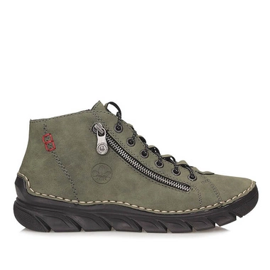 Zielone komfortowe botki damskie na zamek Rieker 55048-54