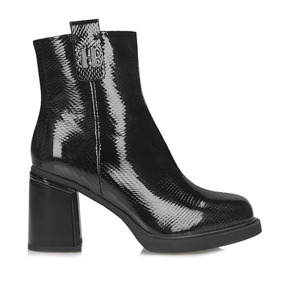 Eleganckie lakierowane botki damskie Vinceza 66670 BK PT