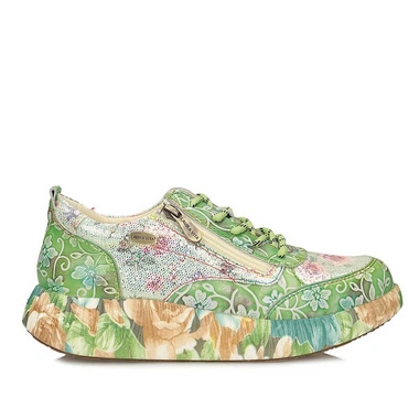 Sneakersy damskie Laura Vita 0006755 NIKITO 62 Anis- F3 zielone sznurowane na platformie