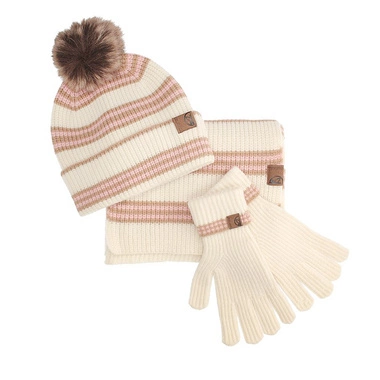 Modny damski zestaw czapka, szal, rękawice Pepe moll 252854 PACK NUDE